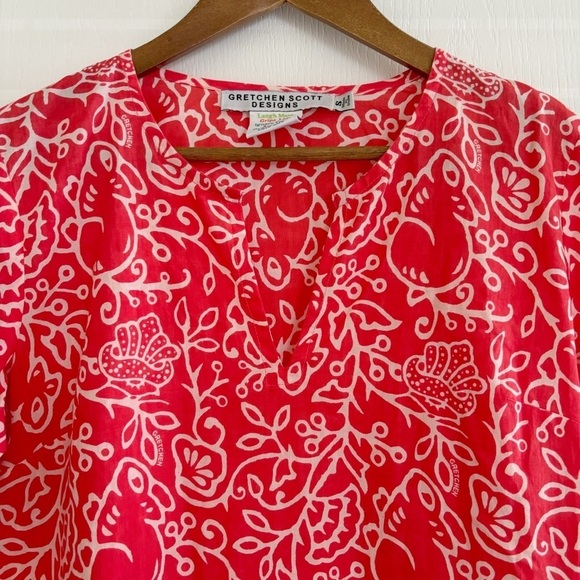 Gretchen Scott Beach Cover Up Small Red Floral - Picture 2 of 8